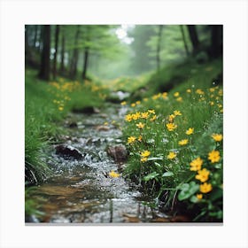 Yellow Flowers In The Forest Canvas Print