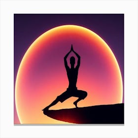 Silhouette Of A Man Doing Yoga Canvas Print