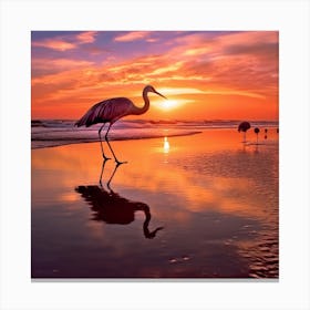 Heron At Sunset Canvas Print