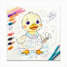 Duck Drawing Canvas Print