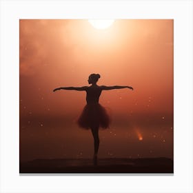 Ballerina Observing the sunrise by dancing  Canvas Print