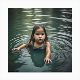Little Girl In Water Canvas Print