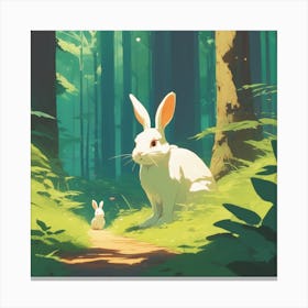 Rabbits In The Woods Canvas Print