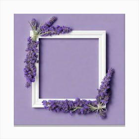 Lavender Frame On Purple Background Canvas Print