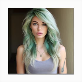 Green Haired Girl Canvas Print