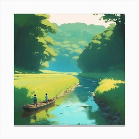 Boat On A River 5 Canvas Print