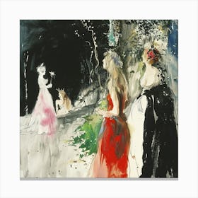 Three Women In Evening Dresses Canvas Print