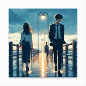 Goodbye my love in the rain 4 Canvas Print