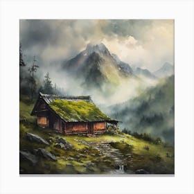 Cabin In The Mountains Canvas Print