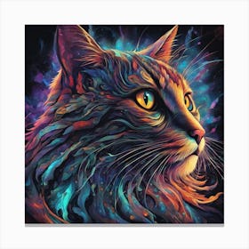 Mesmerizing Cat With Luminous Eyes On A Profound Black Background 1 Canvas Print