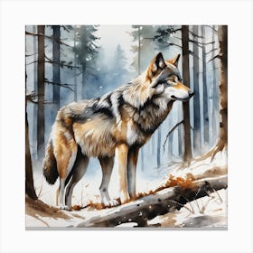 Wolf In The Woods 75 Canvas Print