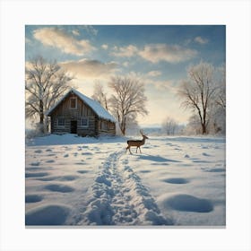 Deer In The Snow 7 Canvas Print