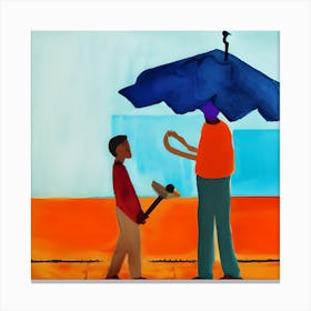 Man With An Umbrella Canvas Print