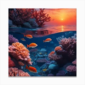 Coral Reef At Sunset Canvas Print