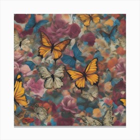 Butterflies And Roses Canvas Print