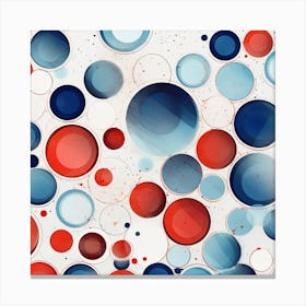 Red Blue White Circles Art 3 Canvas Print