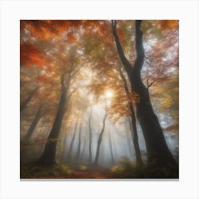 Foggy Autumn Forest Canvas Print