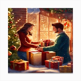 Christmas Couple Canvas Print