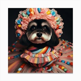 Cute Dog In A Beaded Dress Canvas Print