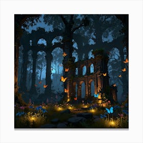 Forest At Night 23 Canvas Print