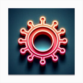 Neon Coronavirus Symbol Canvas Print