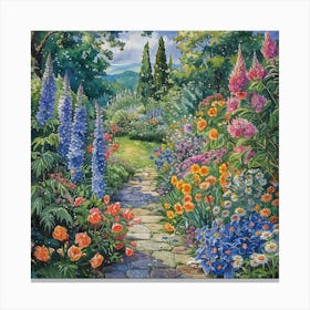 William Morris Flower Garden in Spring Canvas Print