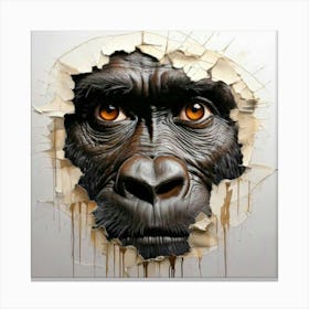 Firefly Hyperrealistic, Oil Painting, White Background, Eye, Ripped Paper, Gorilla Face, Black Ink, (2) Canvas Print