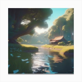 House By A River 1 Canvas Print