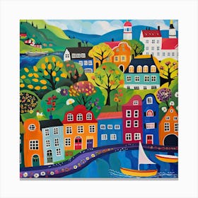 Kids Travel Illustration Oslo 3 Canvas Print