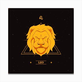 Leo Radiance: Hand-Drawn Golden Logo Canvas Print