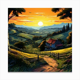 Sunset In The Countryside 2 Canvas Print