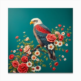 Eagle With Roses 2 Canvas Print