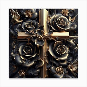 Cross With Roses 5 Canvas Print