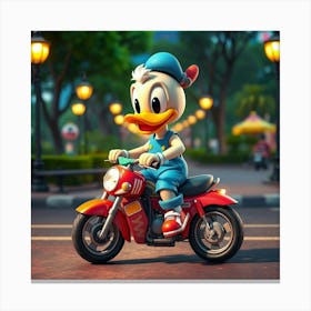 Donald Duck On A Motorcycle 1 Toile