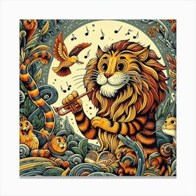 Tiger Playing The Trumpet Canvas Print