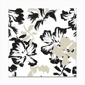 Black And White Floral Pattern Canvas Print