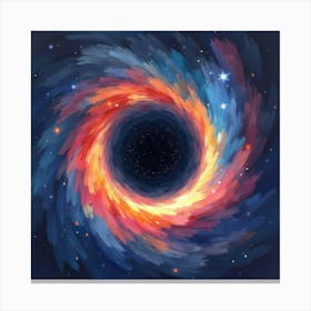 A Watercolor Black Hole Warping Light And Stars Into A Spiral Of Vivid Colors 1 Canvas Print