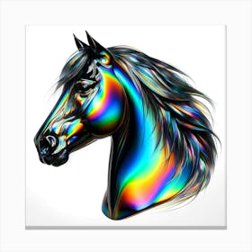 Glossy Effect Horse Head Illustration With Rainbow Colors Canvas Print