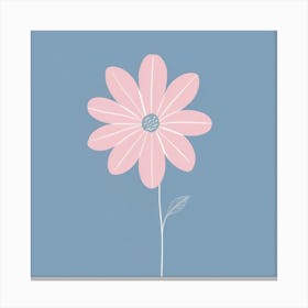 A White And Pink Flower In Minimalist Style Square Composition 224 Canvas Print