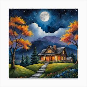 The House In The Moonlight Canvas Print