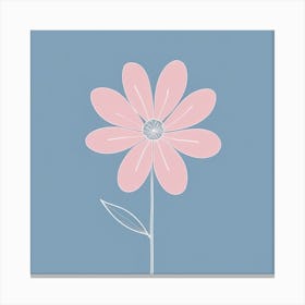 A White And Pink Flower In Minimalist Style Square Composition 601 Canvas Print