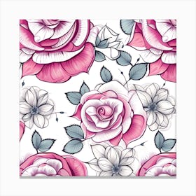 Seamless Pattern With Roses Canvas Print