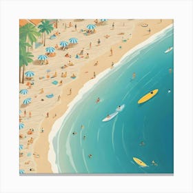 Illustration Of A Beach Scene 3 Canvas Print