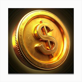 Golden Coin With Dollar Sign 1 Canvas Print