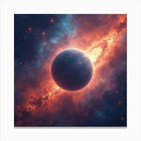 Titan In A Vibrant Watercolor Cosmic Nebula 1 Canvas Print