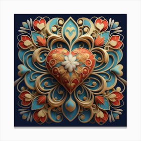 Abstract art of exotic flowers with vibrant abstract hearts in their designs, hearts, 18 Canvas Print