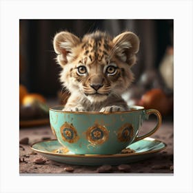 Lion Cub In A Teacup 1 Canvas Print