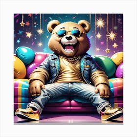 Teddy Bear On The Couch Canvas Print