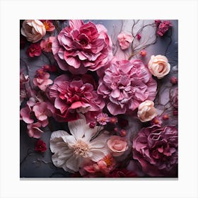 Flowers On A Dark Background Canvas Print