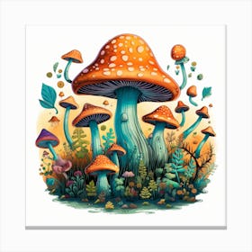 Mushrooms In The Forest 36 Canvas Print